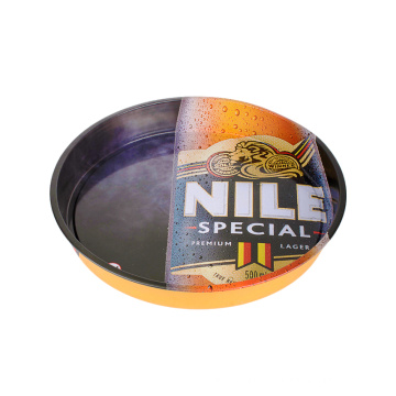 [20 Years Supplier] oem printing round metal serving tin tray for party beer promotional